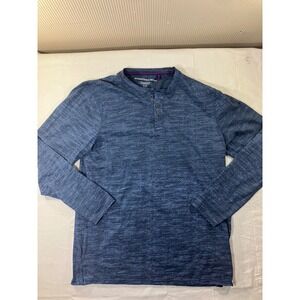 International Report Essentials Men Casual Long Sleeve Henley Sz. M Blue Heather